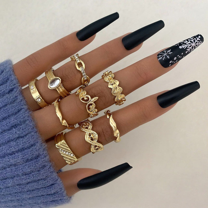 Creative English Virgin Mary Diamond Ring Set (13 Pieces)