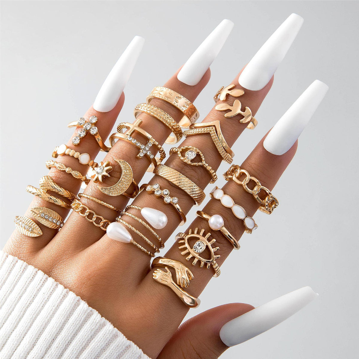 Creative English Virgin Mary Diamond Ring Set (13 Pieces)