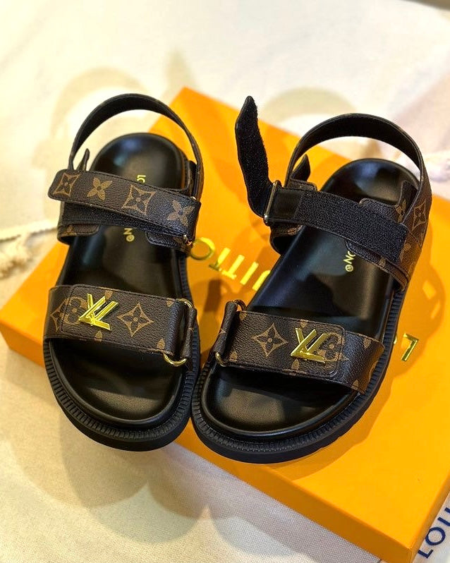 Vl Black and Brown Sandals
