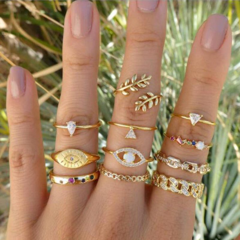 Creative English Virgin Mary Diamond Ring Set (13 Pieces)