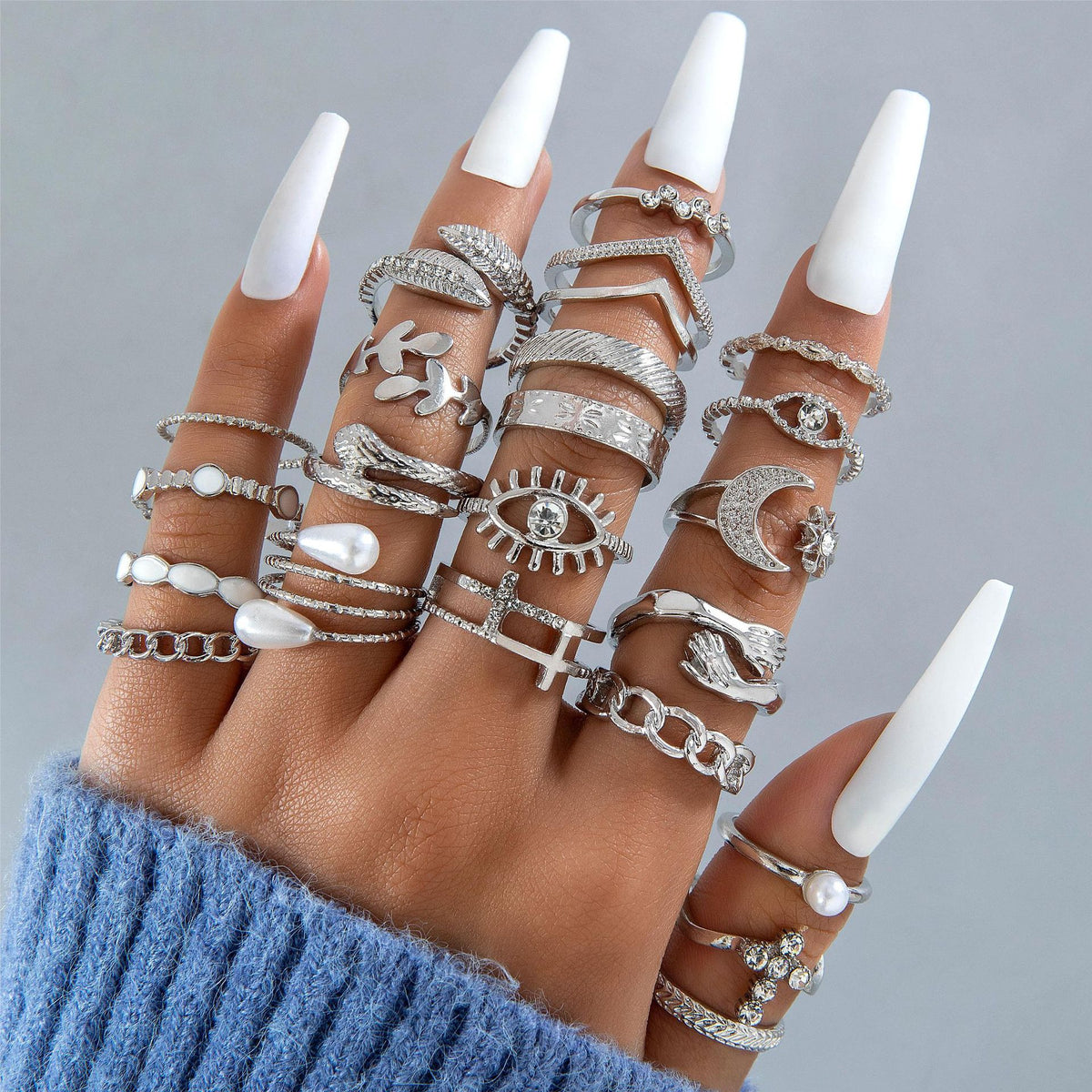 Creative English Virgin Mary Diamond Ring Set (13 Pieces)