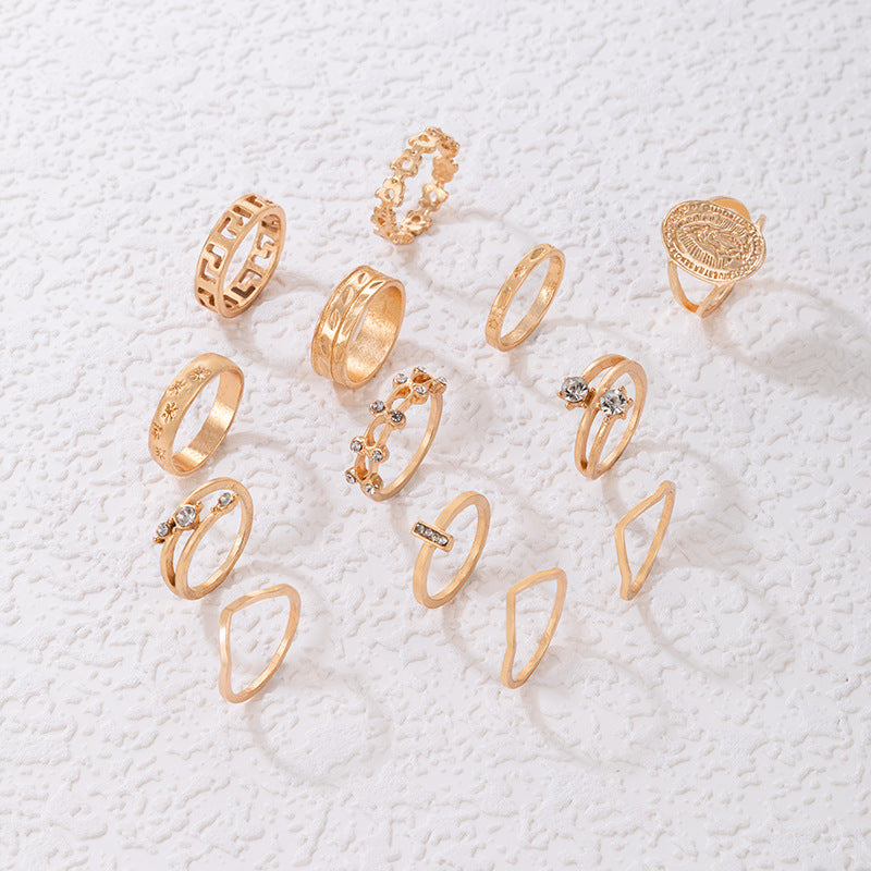 Creative English Virgin Mary Diamond Ring Set (13 Pieces)