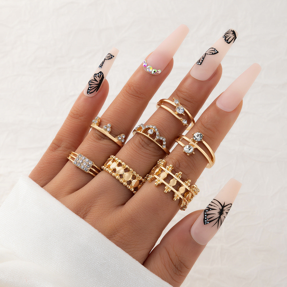 Creative English Virgin Mary Diamond Ring Set (13 Pieces)